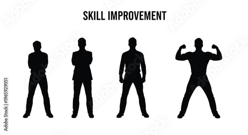 Silhouette of a man showing progress and skill improvement