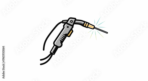 Stylized illustration of a welding torch with sparks