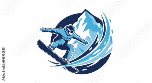 Dynamic snowboarding action with a mountain backdrop