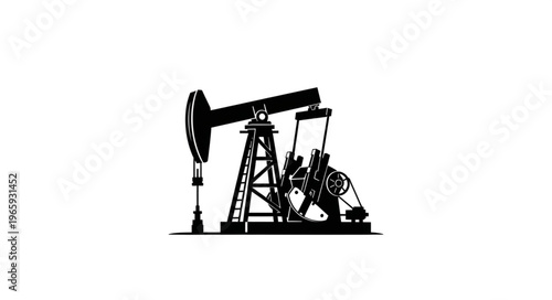 Silhouette of an Oil Pump Jack Extracting Crude Oil from the Ground.