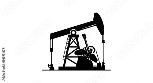 Silhouette of an Oil Pumpjack Extracting Crude Oil from the Ground.