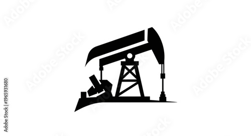 Silhouette of an oil pumpjack extracting crude oil from the ground.