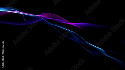 Abstract Colorful Glowing Wave on Black Background, Fluid Light Streaks Motion Animation with Alpha Channel, Seamless Loop 4K resolution
