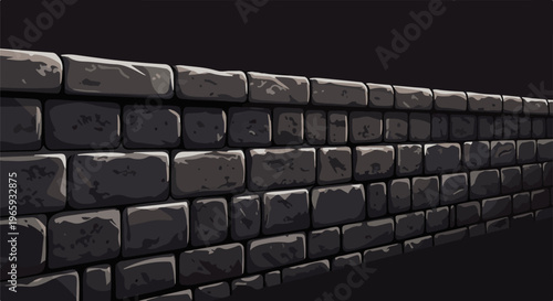 Pixelated stone wall receding into darkness with dramatic lighting