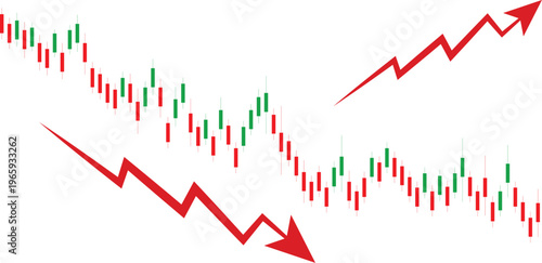 Vector illustration of a candlestick chart down. Representing stock market analysis, financial trends, and trading news