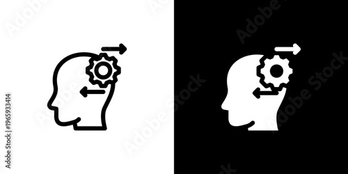 Behavior Analysis icon concept with flat Black White Background. Vector illustration.