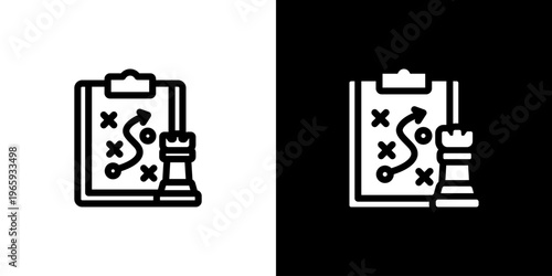 Planning Strategy icon concept with flat Black White Background. Vector illustration.