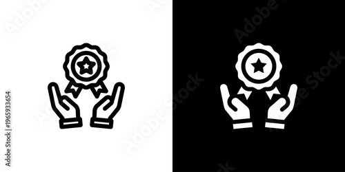 Fotografija Superiority Advantage icon concept with flat Black White Background