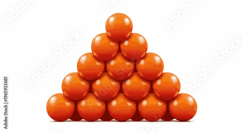 Stack of smooth orange spheres forming a pyramid shape