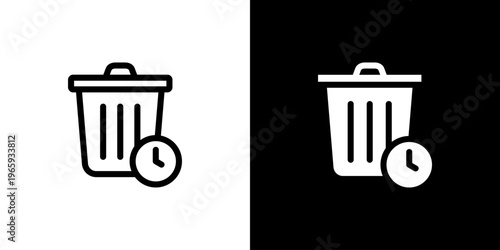Waste Time Reduction icon concept with flat Black White Background. Vector illustration.