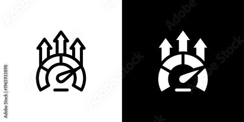 Performance Dashboard icon concept with flat Black White Background. Vector illustration.