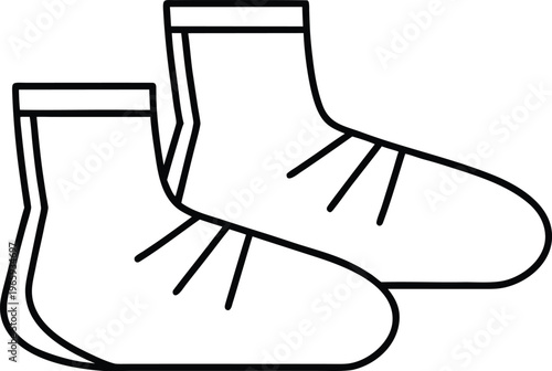 891 shoe covers booties with elastic tops design detailed line art vector illustration on transparent background