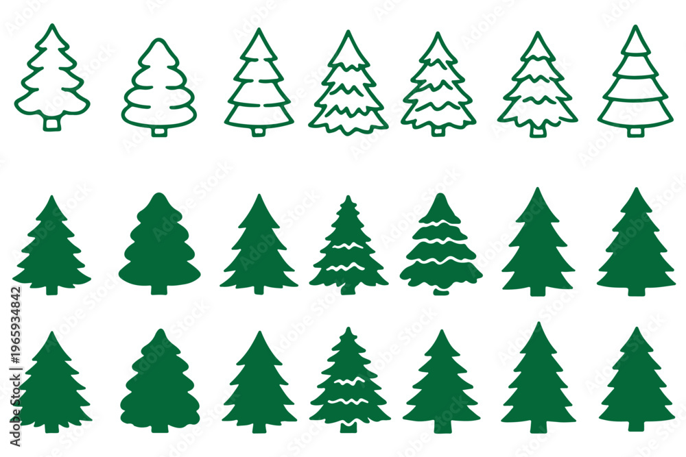 Obraz premium Minimal Forest Tree Illustrations – Festive & Decorative Icons