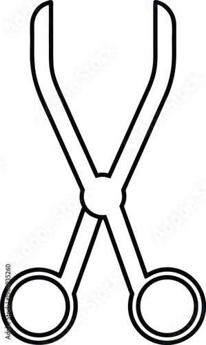 867 crucible tongs scissor style with curved grips detailed line art vector illustration on transparent background