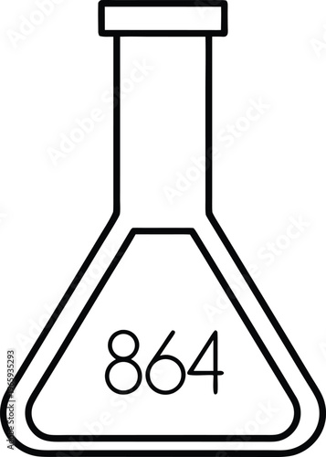 864 culture flask erlenmeyer conical body with neck detailed line art vector illustration on transparent background