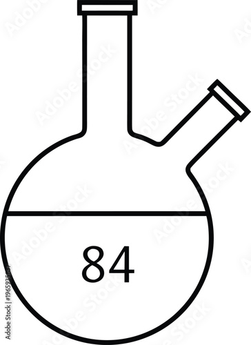 844 distillation flask round bottom with neck opening detailed line art vector illustration on transparent background