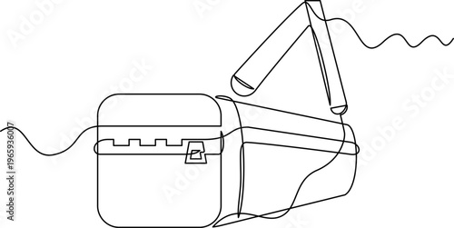 one line art Duffel Bag vector illustration. line art, one continuous line, simple, hand drawn and sketch style. for icons, symbols, signs or logos. PNG