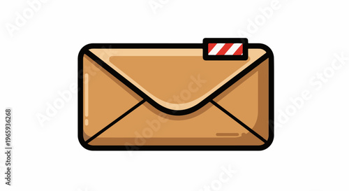 Brown envelope with red and white striped seal
