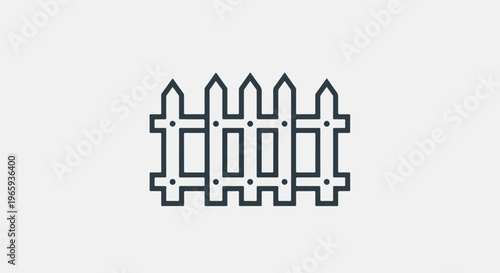 Simple dark grey outline of a white picket fence on a light grey background