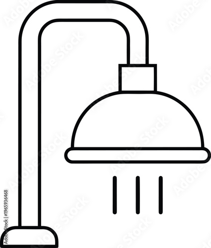 829 safety shower overhead drench system with pipe detailed line art vector illustration on transparent background