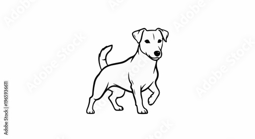 Minimalist line art of a jack russell terrier in profile view