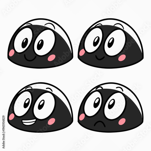 Set of cute cartoon badger faces with different emotions, happy, sad, excited, smiling, simple vector illustration for mascots or stickers