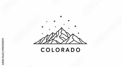 Minimalist line art of jagged mountains under a starry sky