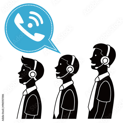 Call center agents wearing headsets ready to assist representing customer service support and communication in a modern style