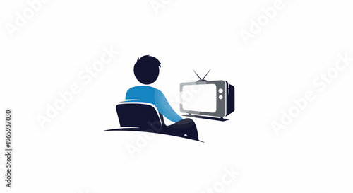 Person sitting in a chair watching an old-fashioned television set