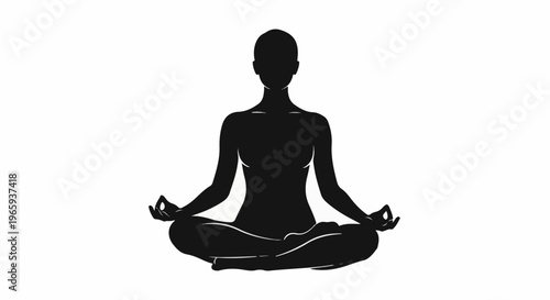 Silhouette of a person meditating in a lotus pose, hands in mudra