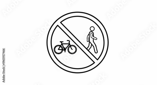 Graphic symbol prohibiting cycling and pedestrian activity