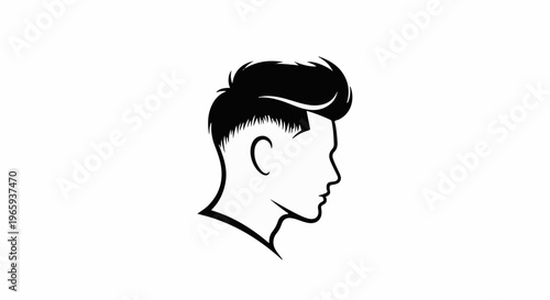 Silhouette of a man's head with a stylized haircut