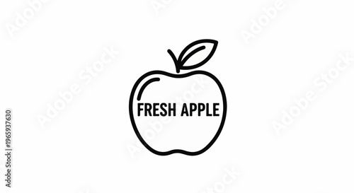 Simple line drawing of an apple with the words "FRESH APPLE" inside