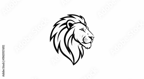 Bold lion profile, head facing right, with stylized mane