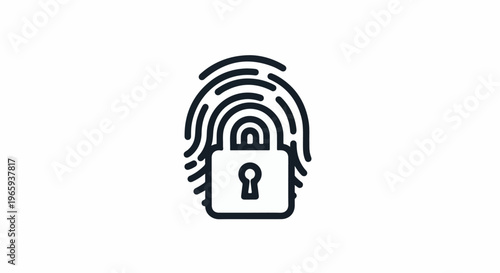 Stylized fingerprint icon with a padlock symbol integrated
