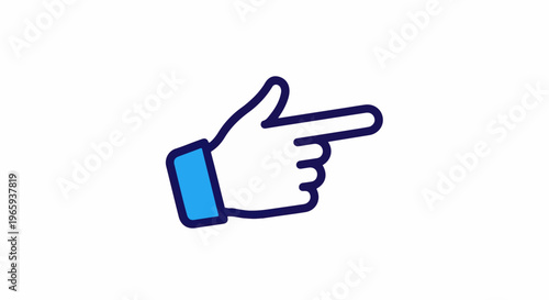 Stylized hand with index finger pointing right, a directional gesture