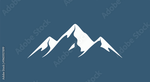 Stylized white mountain peaks on a solid dark blue background