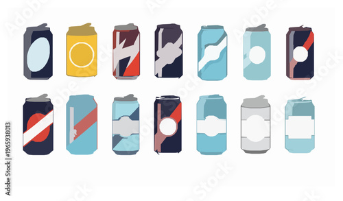 Aluminum beverage cans vector set soda and drink can collection isolated on white background