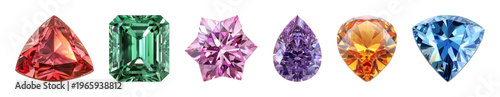 PNG Vibrant gemstones in various shapes on transparent background