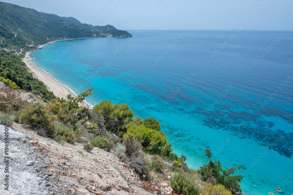Obraz premium Panorama of Lefkada Coastline, Ionian Islands, Greece