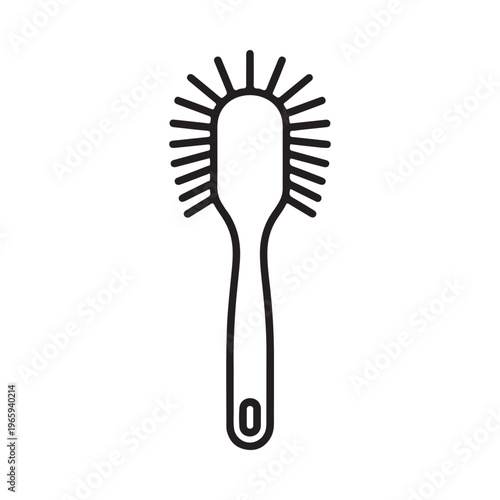 Simple black and white line drawing of a kitchen brush for cleaning dishes