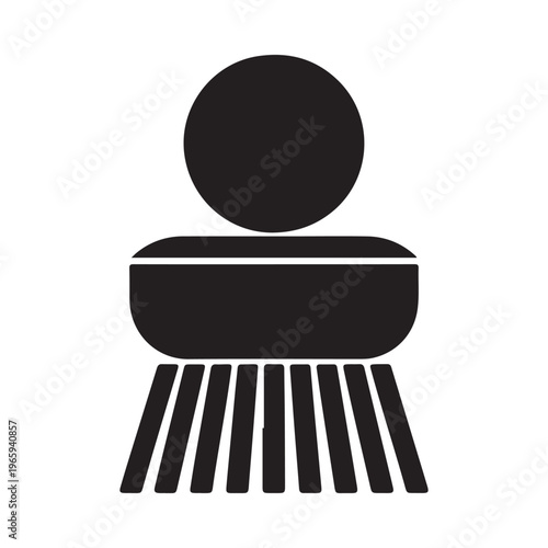 Simple black silhouette of a shaving brush with a rounded handle and bristles