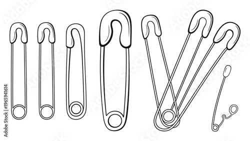 Assorted vintage-style paper clips in various shapes and sizes Vector