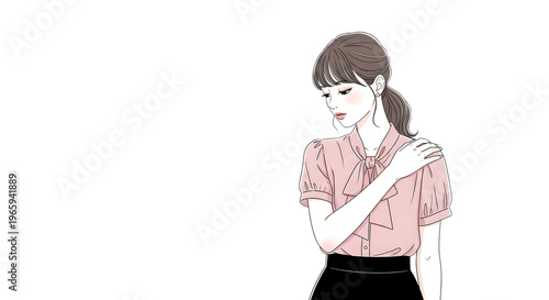 A woman in a pink shirt isolated on transparent background