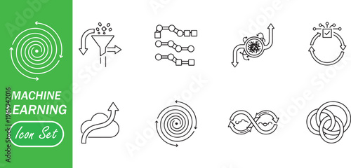 Machine Learning and AI Iterative Process Icon Set