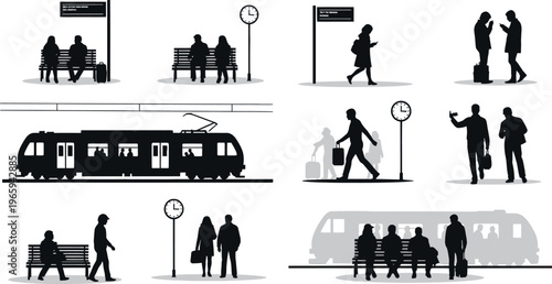 Silhouette of person sitting alone on wooden park bench in minimalist monochrome composition