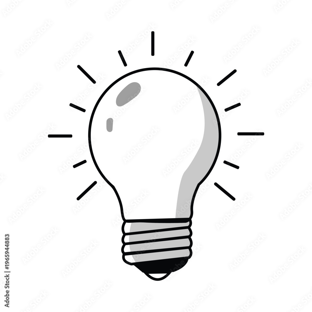 Fototapeta premium A simple line drawing of a glowing light bulb