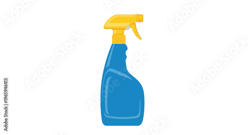 Blue and yellow cleaning spray bottle isolated on white background