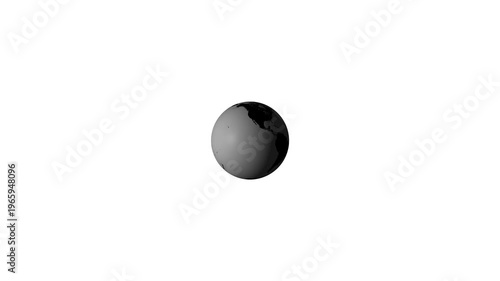 Minimalist rotating globe animation earth stressing environmental awareness and global connectivity in sleek monochrome style