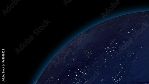 Rotating earth at night time-lapse showing city lights global connectivity and urban development globe view from space